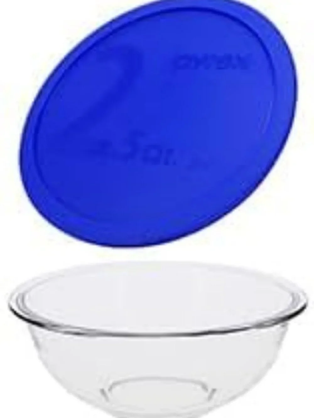 2.5Qt Glass Mixing Bowl with Blue Lid | BPA-Free, Dishwasher Safe, Stain